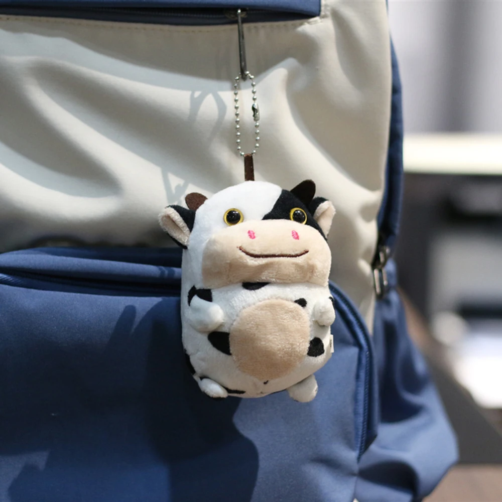 

Kawai Milk Cow Plush Toy Key Chain Cotton Stuffed Animal Doll Pendant Children Gift Doll Grab Machine Doll