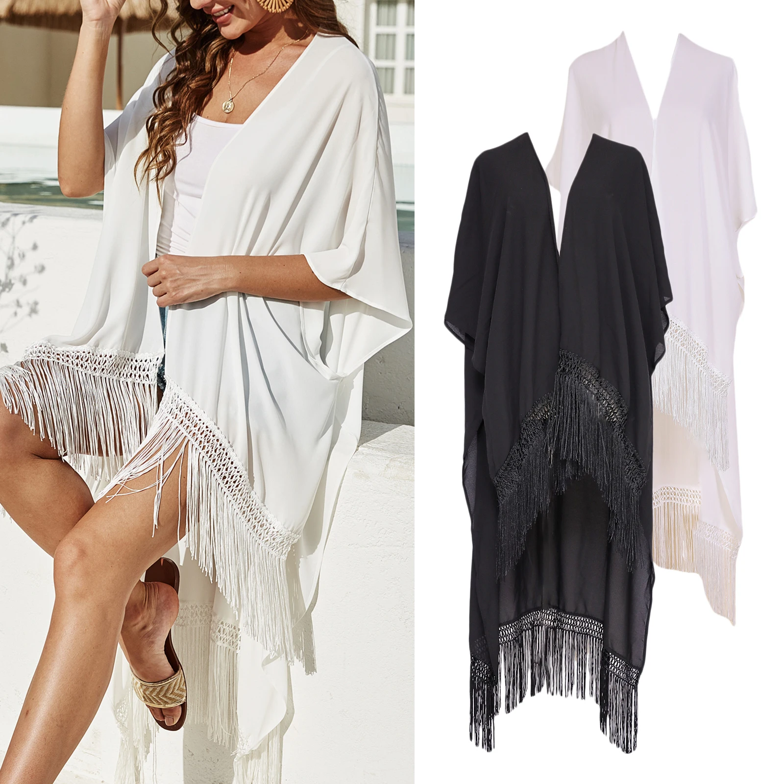 

Lady Summer Bohemian Loose Kimono Cardigan Beach Wear Swimsuit Cover Up