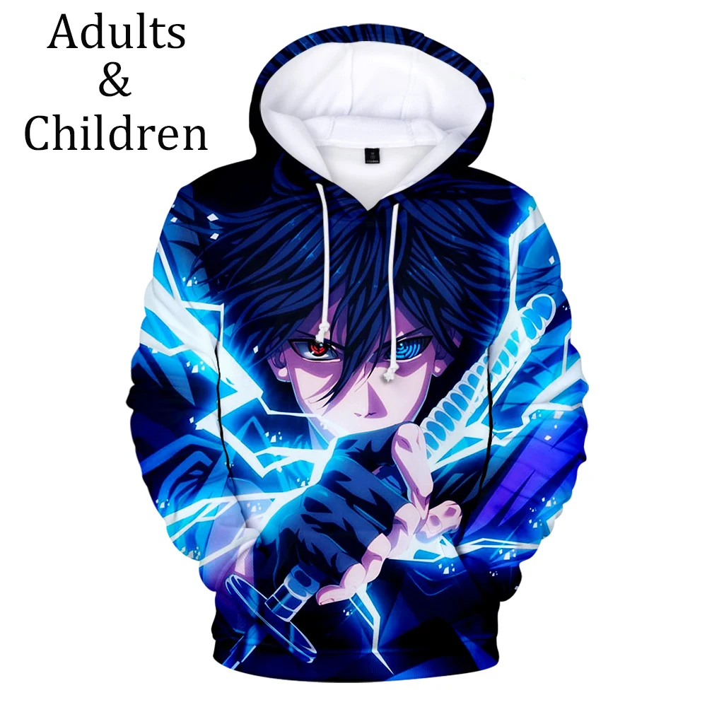

3D Anime Sasuke Hoodies Boys Sweatshirt Harajuku Kids Hooded Casual Fashion Pullovers Kakash Child Pullover