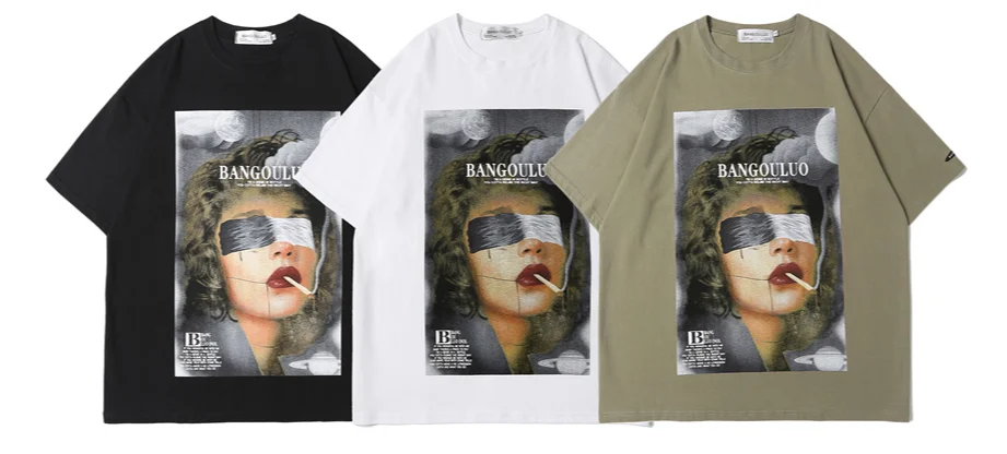 

2021 New Men's Women T-shirt Painting Short Sleeve Hip Hop Oversized Cotton Casual Harajuku Streetwear Top Tee graphic t shirts