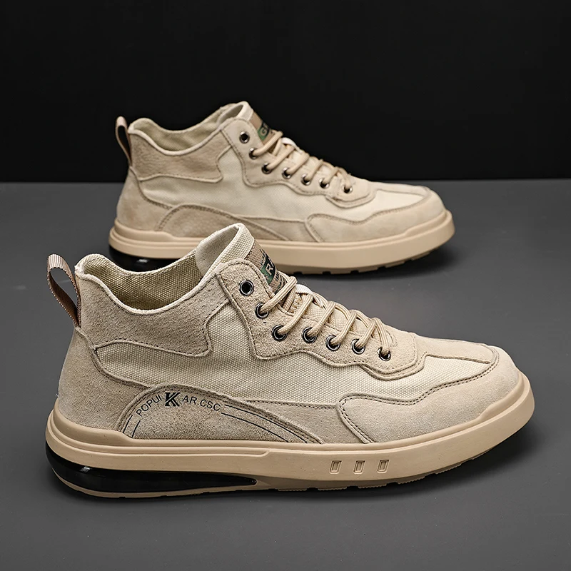 Online Musim Semi/Musim Gugur 2021 Alas Kaki Fashion Pria Atasan Tinggi Sepatu Kasual Flat Pria Sneakers Kasual Desainer Sepatu Jalan Kulit Pria