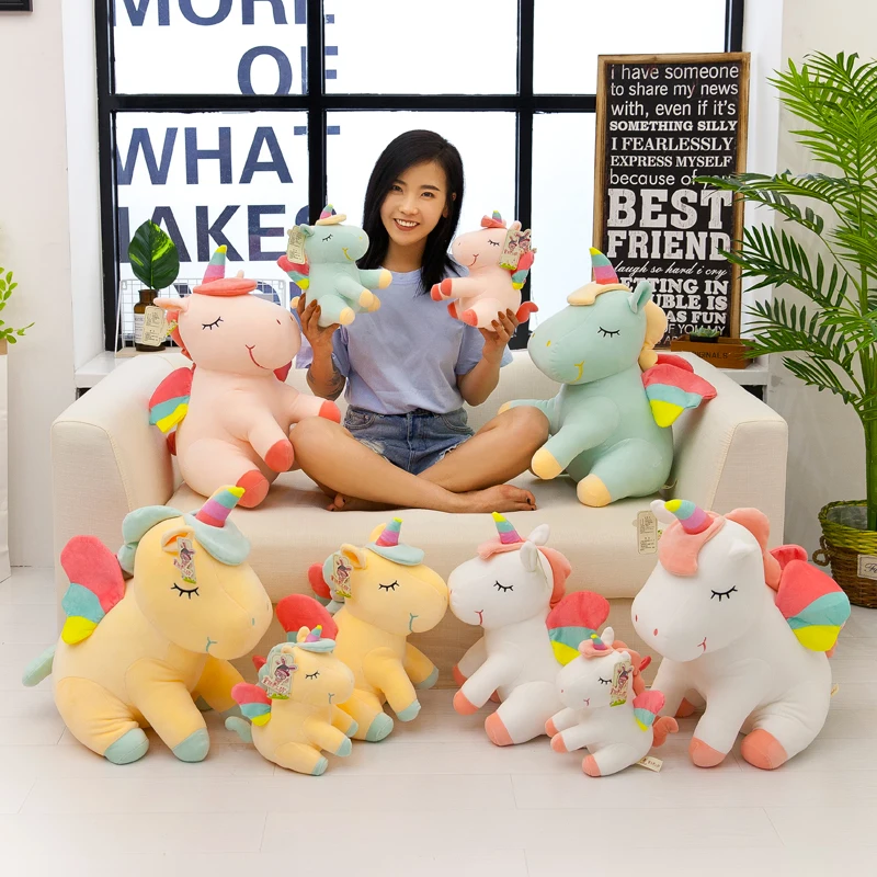 

25-50cm Fat Rainbow Style Unicorn Plush Toy Animal Stuffed Toys Children Toys Soft High Quality Toy Gift