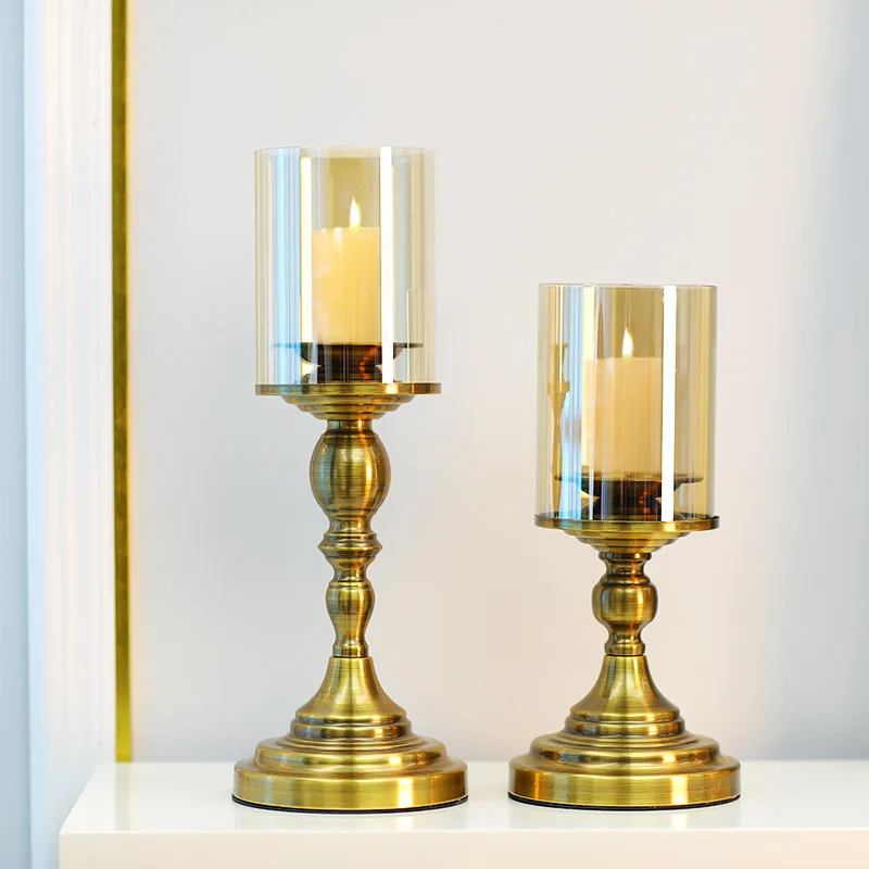 

Retro Luxury Creative Candle Holder Romantic Metal Golden Candle Holders Simple Table Decoration Bougeoir Home Decor BN50CH
