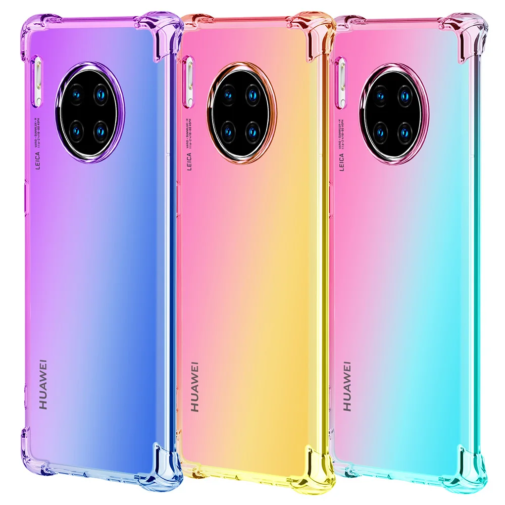 

20 шт градиент силиконовый чехол для Huawei мат 30 PRO/MATE 20X/Mate 20 Lite Чехлы мягкий ударопрочный чехол-накладка из ТПУ для крышка крышки топливного ба...