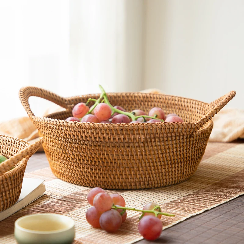 

Living room with vine fruit basket modern creative fruit tray tray Vietnamese two-eared rattan basket fruit basket