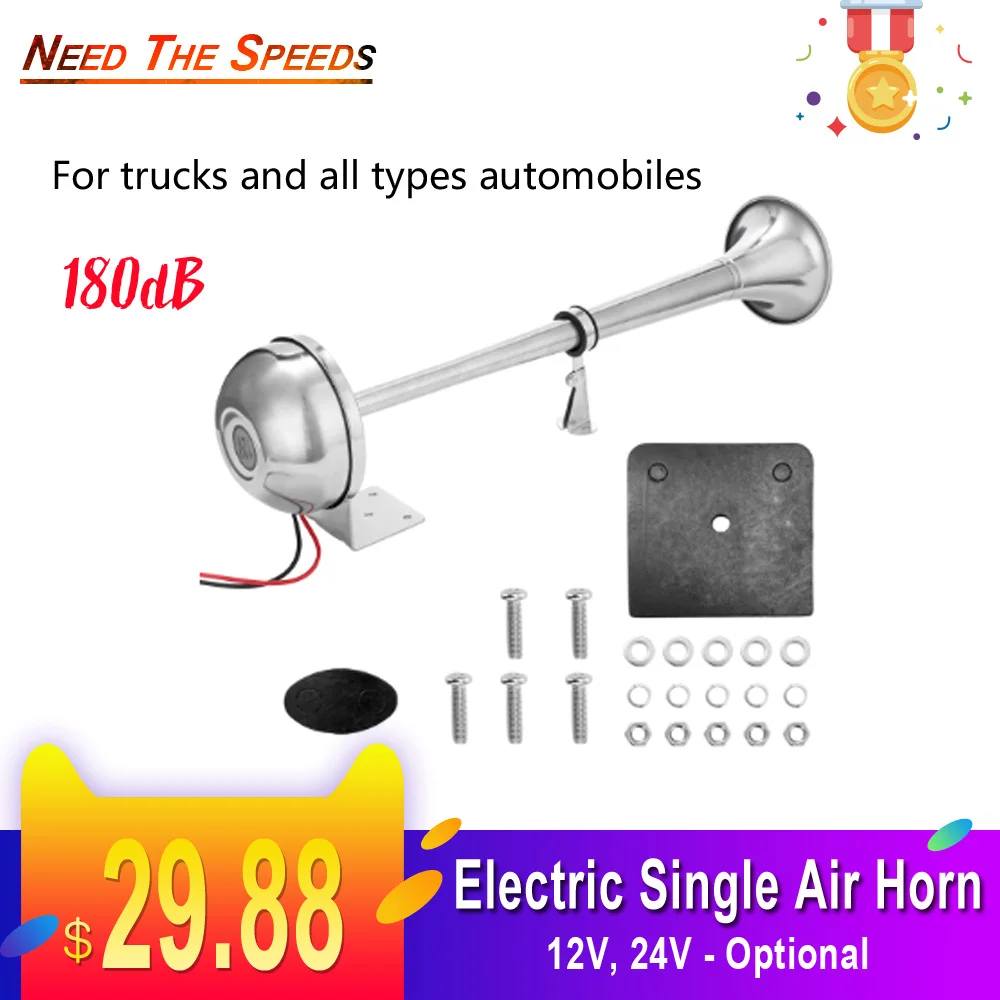 

Universal 180dB Boat Trumpet 12V/24V Electric Single Air Horn Marine Stainless Steel For Boat Yacht Car Truck Auto Accessories