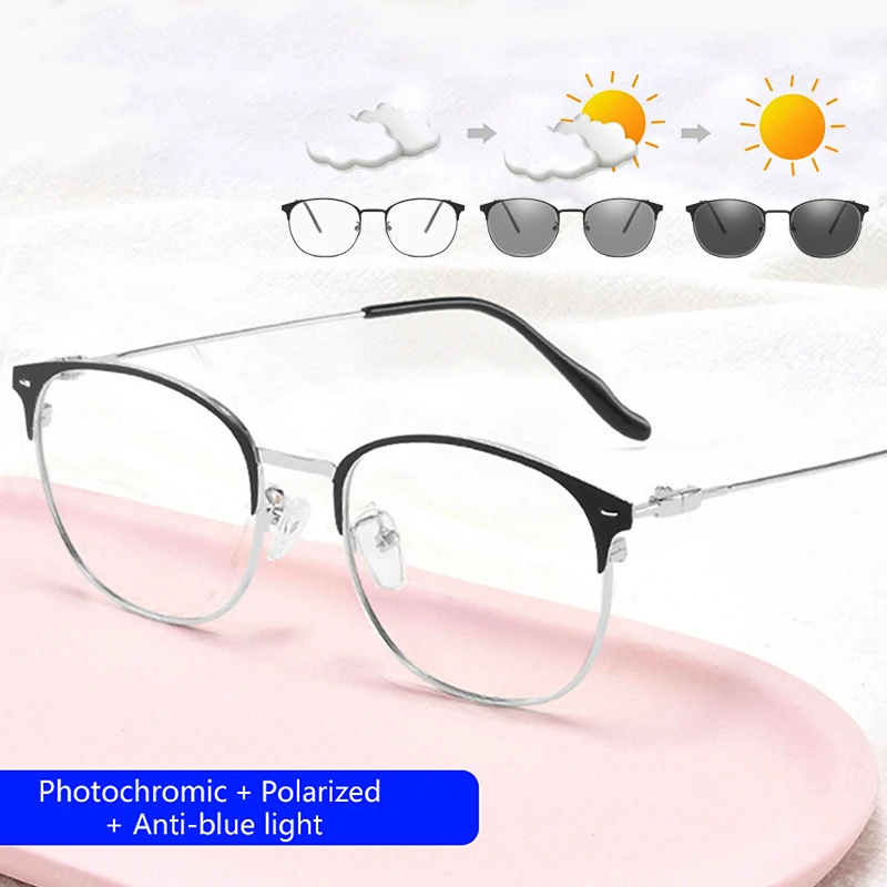 

Очки солнцезащитные для мужчин и женщин, фотохромные Поляризационные солнечные аксессуары с защитой от сисветильник, в круглой оправе