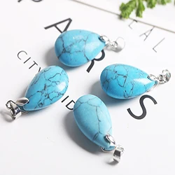 Натуральная подвеска в форме капли Смешанные Подвески - Цвет камня: BLUE TURQUOISE