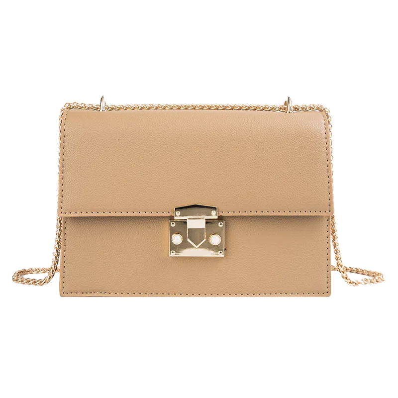 

Elegant Female Casual Flap Square Bag 2021 Summer New Quality Leather Women's Designer Handbag Lock Chain Shoulder Messenger Bag