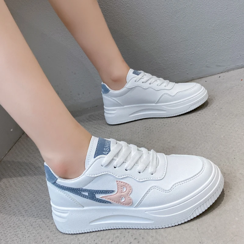 

Кроссовки Ins женские, повседневная обувь для скейтборда, на платформе, белые, для бега, 2021