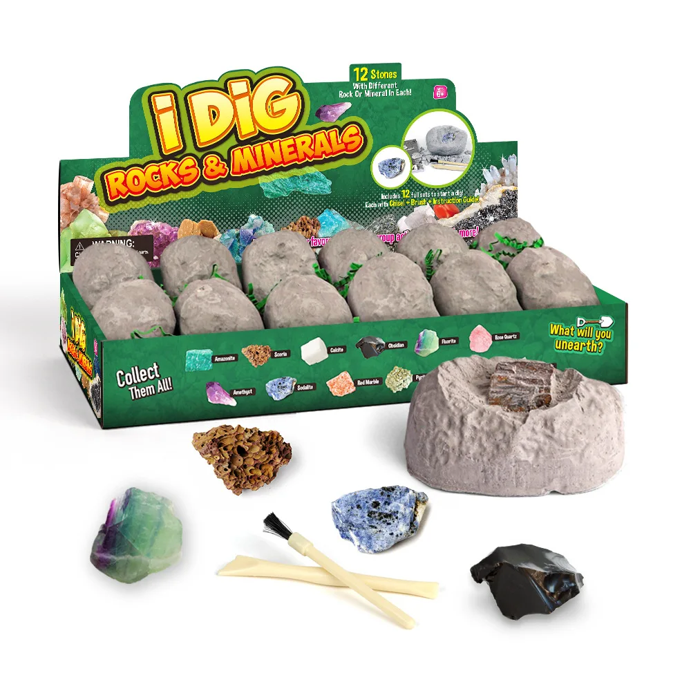 

Cross-Border New Creative DIY Fancy Toy for Children Mineral Specimen Natural Raw Gemstone Archaeological Mining Toys Set