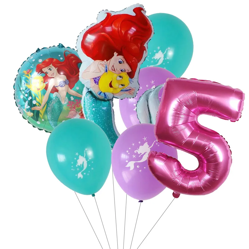 

1 комплект, фольгированные воздушные шары в виде русалки Ариэль