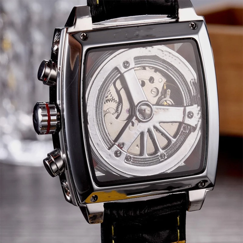 

Monaco-24 Top Brand Luxury Watches for Men tonneau Automatic Mechanical Tourbillon Watch Stainless Steel Business Heueres Clock