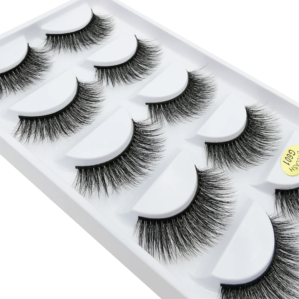 Накладные норковые ресницы 5 пар натуральные толстые длинные для макияжа