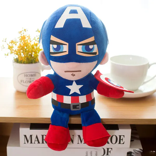 25 см Marvel Мстители 4 супергерой все сотрудники плюшевые игрушки куклы Капитан Америка, Железный человек Человек-паук Локи плюшевые мягкие игрушки - Цвет: Captain America A