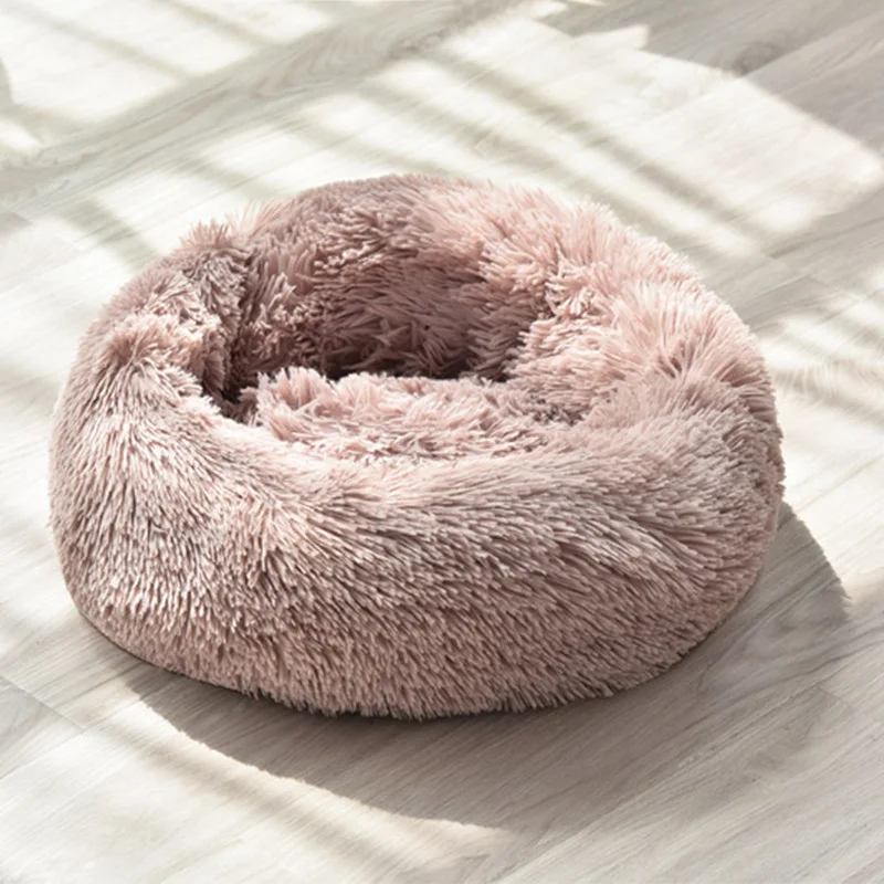 light brown HEYPET длинный Плюшевый игровой комплекс для кошек Кровать дом мягкий Круглые Солнцезащитные очки «Зимняя постельная Подушка для домашнего животного собаки коврики для маленьких собак и кошек Теплый Собака Щенок питомник 50/60/70 см - Цвет: light brown