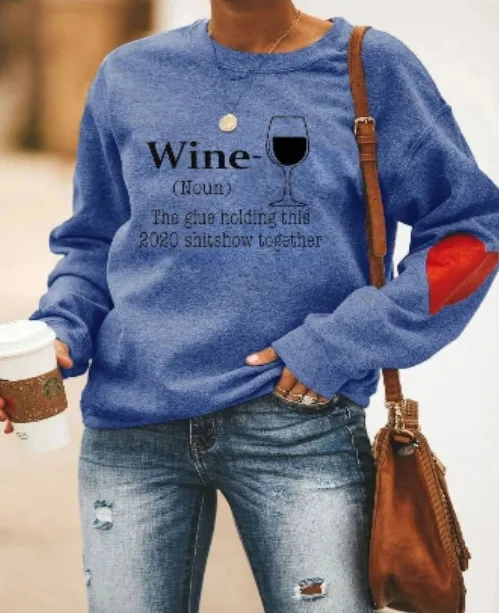 

2020 Hot Sale Sweatshirt Wine letter Heart-shaped Sweater Female Casual Fasion