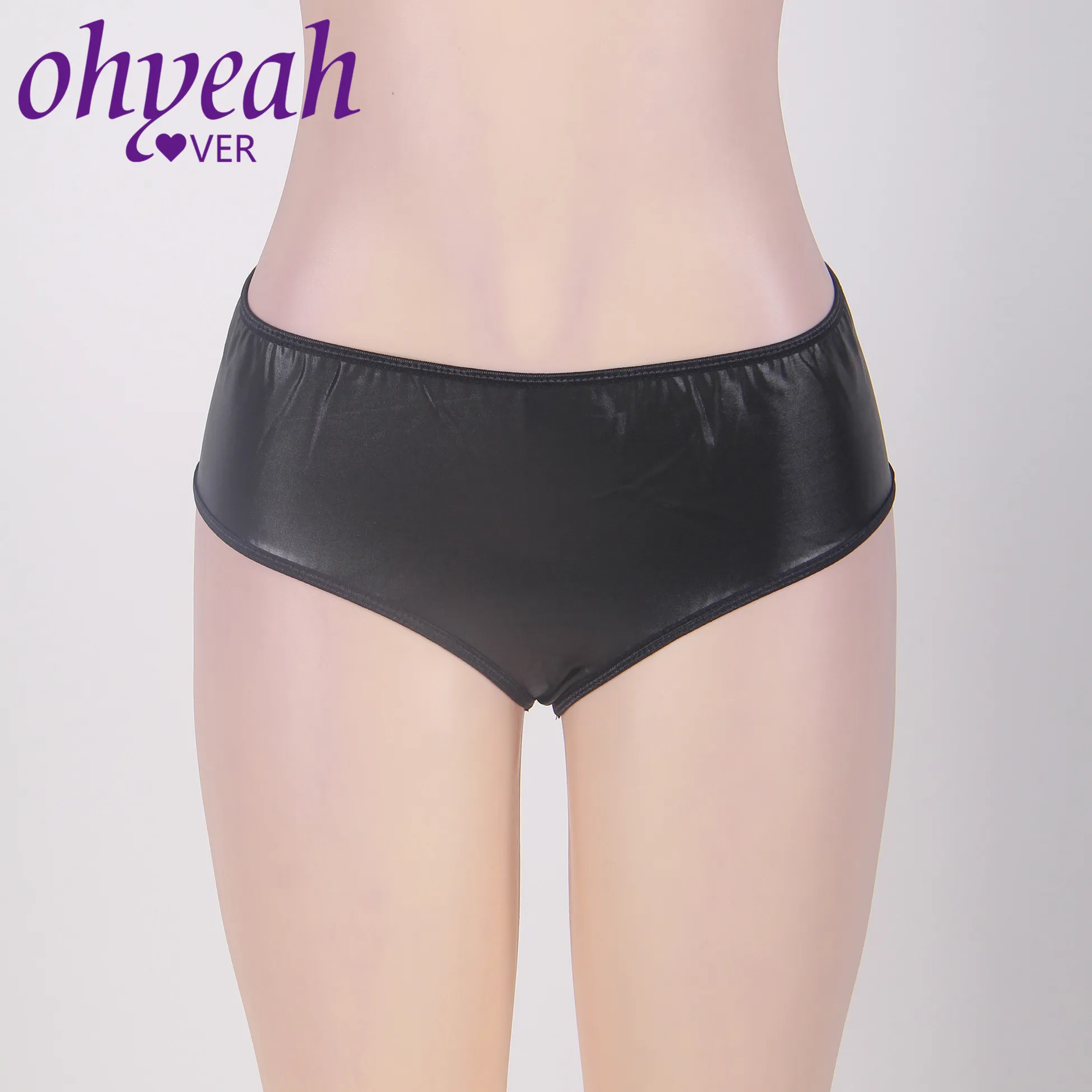 Ohyeahlover M-6XL черные искусственная кожа трусики женское сексуальное нижнее белье с