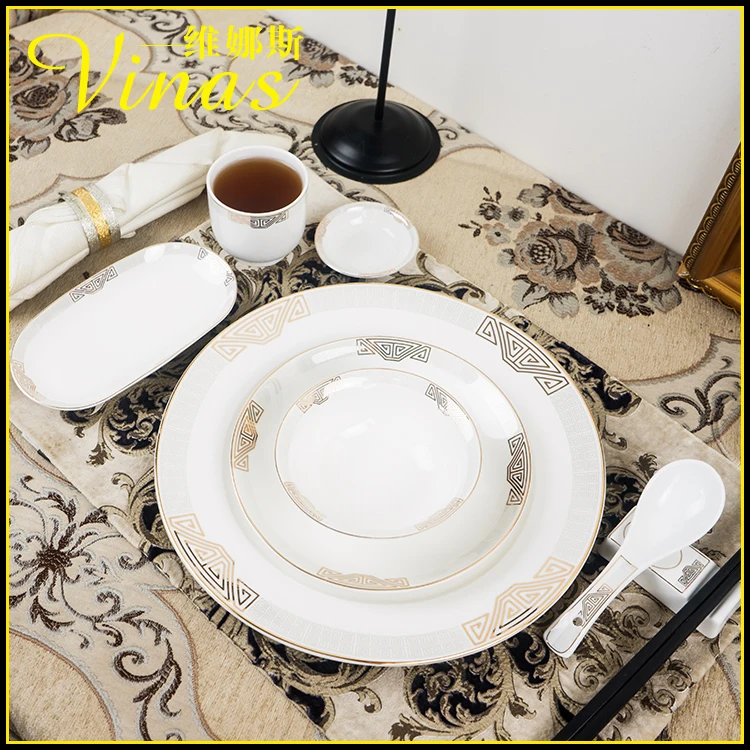 Элегантный золотой мраморный глазурь керамический праздничный набор столовой