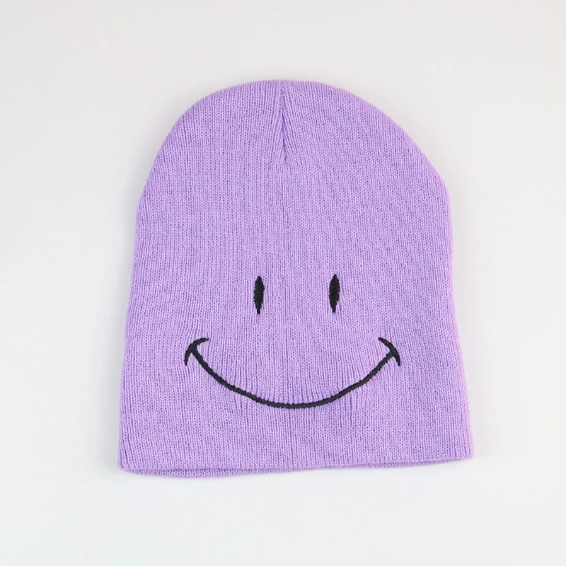 Фирменная Новинка детская Шапка бини со смайликом теплая вязаная шапка Осенняя