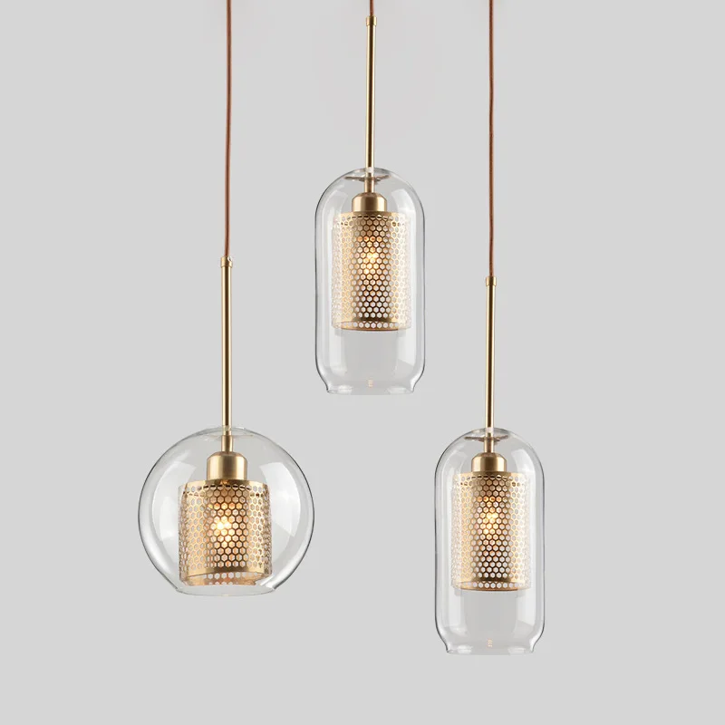 

Loft Modern Pendant Light Glass Ball Hanging Lamp Kitchen Light Fixture Dining Hanglamp Living Room Luminaire WJ1010