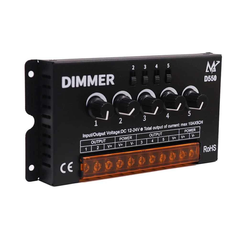DC12-24V LED Strip 5 Circuits Single Color Dimmer 50A 10Ax5CH High Speed Amplifier Controller for Led lights | Лампы и освещение