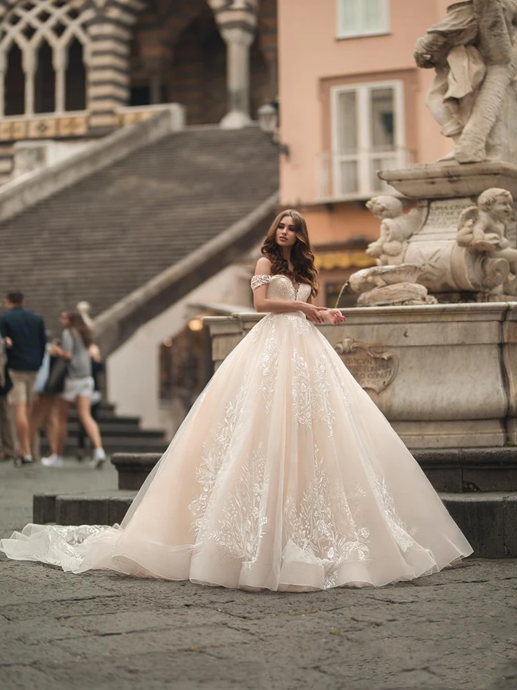 

MNGRL Bridal Dresses One-Shoulder Luxury Retro White Lace 3D Flower Wedding Gown Backless Tail Plus Size Wedding Dress