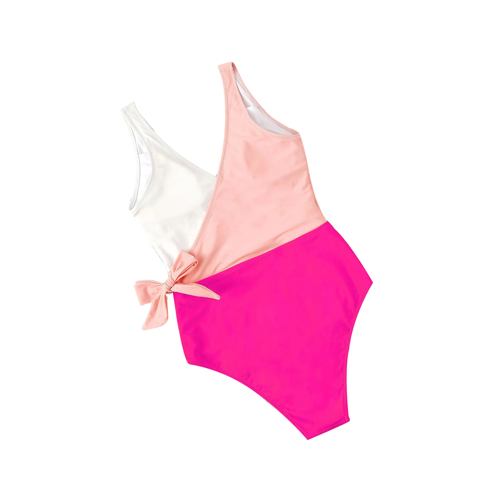 

Women'S One Piece Swimsuit Wrap Color Block Tie Side Bathing Suit Polyester Soft Bowknot Swimming Suit Bikini Suit For Summer