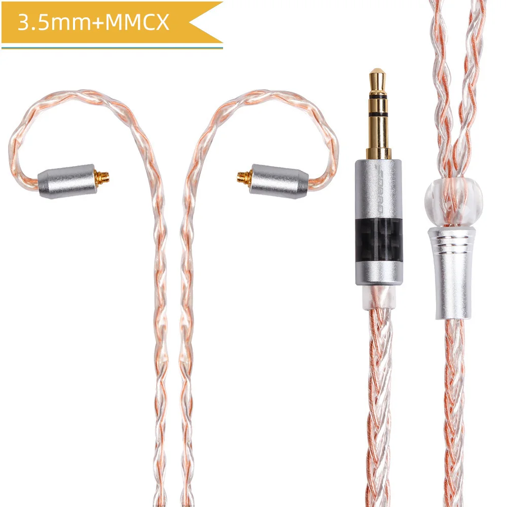 MMCX 3.5 Copper FDBRO MMCX Серебристые наушники кабель 8 Core с серебряным покрытием обновления кабель углеродного волокна 2Pin 2,5/3,5/4,4 сбалансированный кабель для SE846 SE535 - Цвет: MMCX 3.5 Copper