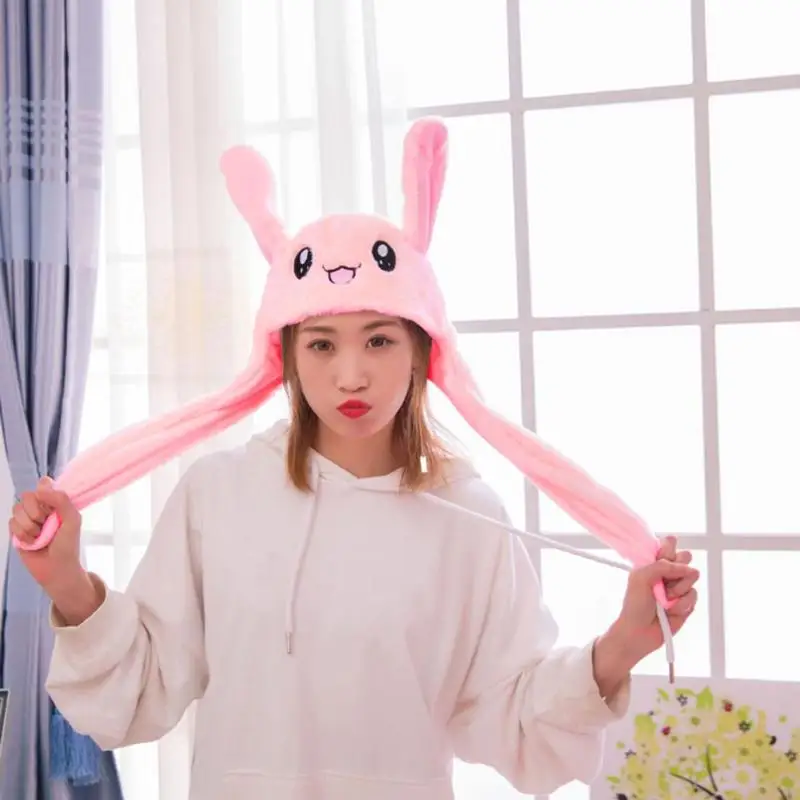 Funny Hat Baby Kids Lighting Hat Cute Rabbit Ears Plush Ears Can Move Cap Children Shine Winter Warm Party Hat