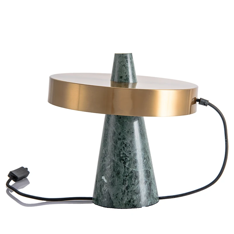 Винтажный светодиодный Железный мраморный пьедестал маленькая настольная лампа