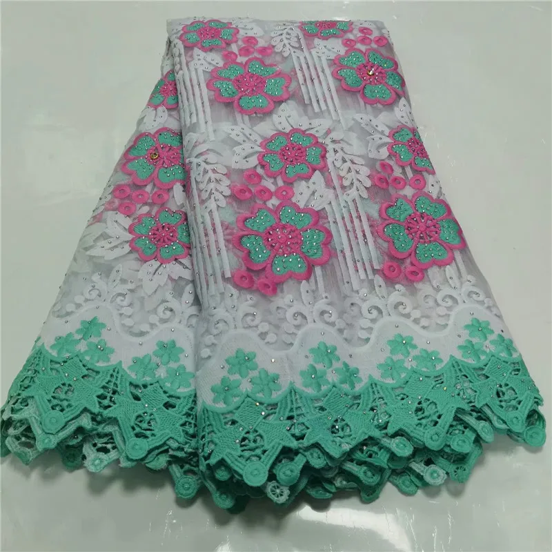 

Nigerian Lace Latest African Lace green Bridal Lace Fabric Red color African High Quality Rhinestones Lace Fabric 5Yards/Lot