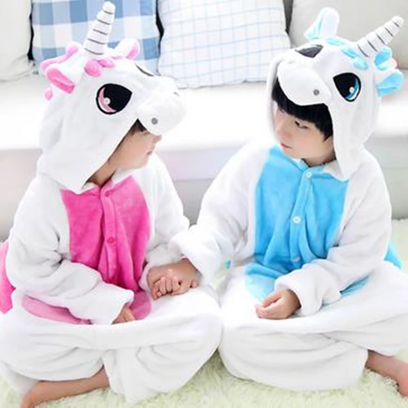 1 предмет Фланелевая пижама с единорогом для близнецов костюм Детский домашний