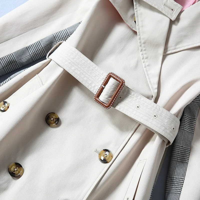 2019 осенне зимний женский элегантный двубортный Тренч шикарная Женская ветровка