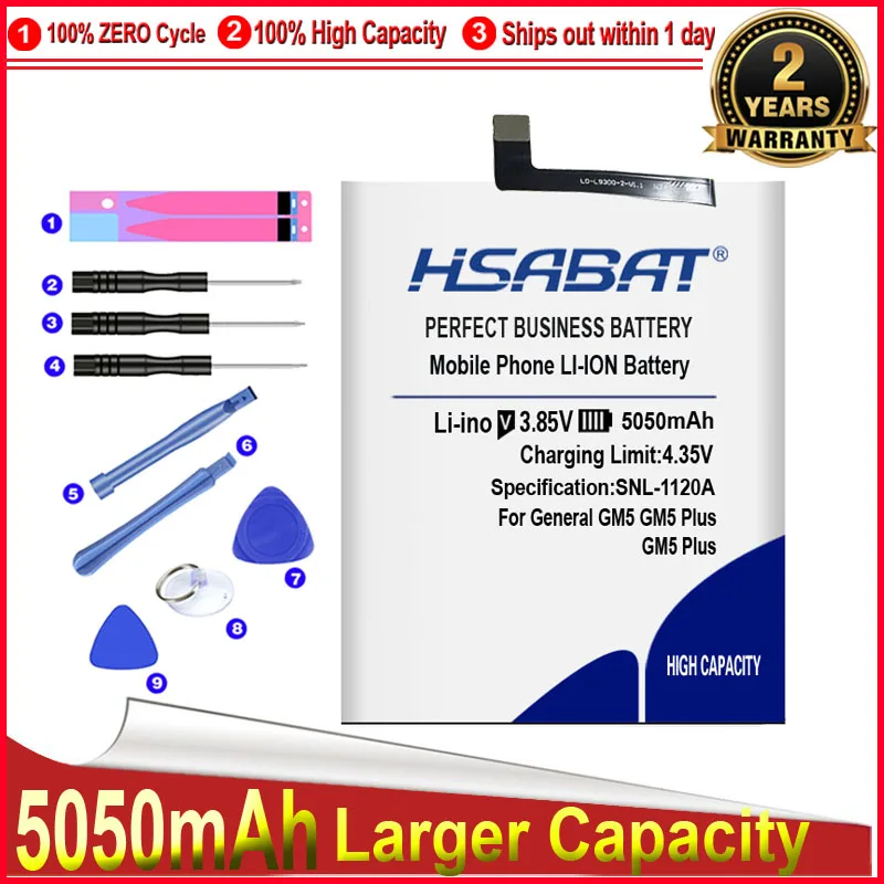 HSABAT 0 цикл 5050mAh батарея для общего мобильного GM 5 GM5 Plus высокое