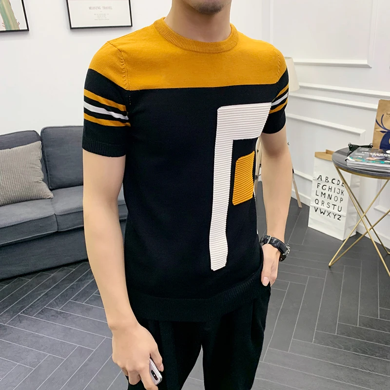 Футболка мужская Трикотажная с коротким рукавом модный брендовый принт надписью