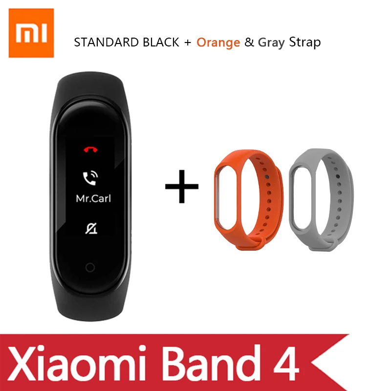 Ad Orange Grey Strap Умный Браслет OriginalXiao mi Band 4 на английском, испанском и русском языках, 3 цвета, AMOLED экран, mi band 4, Smartband, fitness Traker - Цвет: Ad Orange Grey Strap
