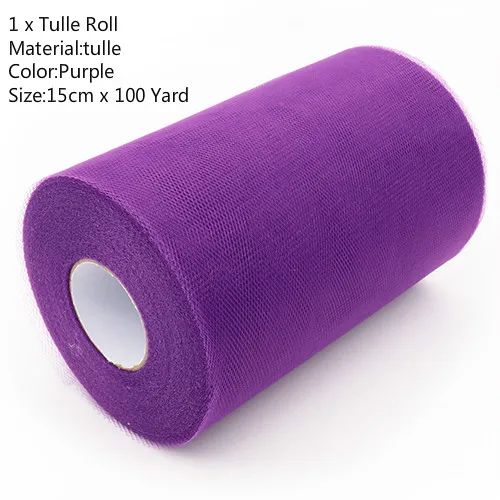 100Yard Purple Фатиновая юбка-пачка в рулоне, 15 см, 100 ярдов, сделай сам подарочная упаковка для дня рождения, вечеринки, Рождества, свадьбы, для детей - Color: 100Yard Purple