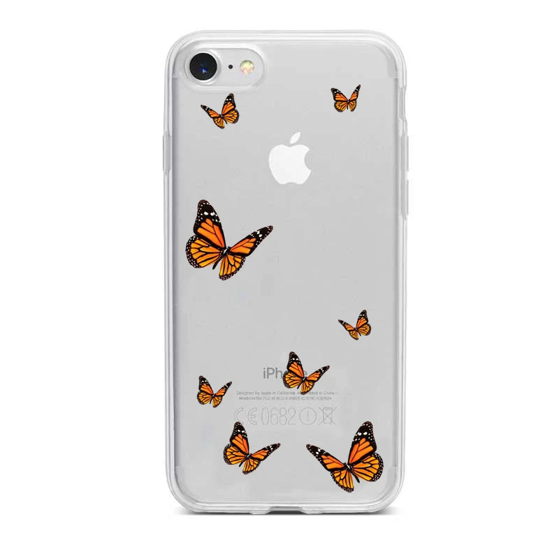 Clear Monarch Butterfly Phone Case For iPhone X XS Max Xr 11 pro 5 5S SE 8 76 s Plus INS Premium Ins Soft Fundas Cover Coque | Мобильные