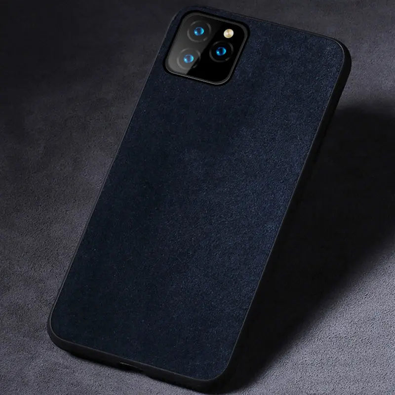 Синий Чехол для телефона из натуральной коровьей замши для Apple iphone 11 11Pro 11 Pro Max X XR XS max 6 6S 7 8 plus 360 полный защитный чехол - Цвет: Синий