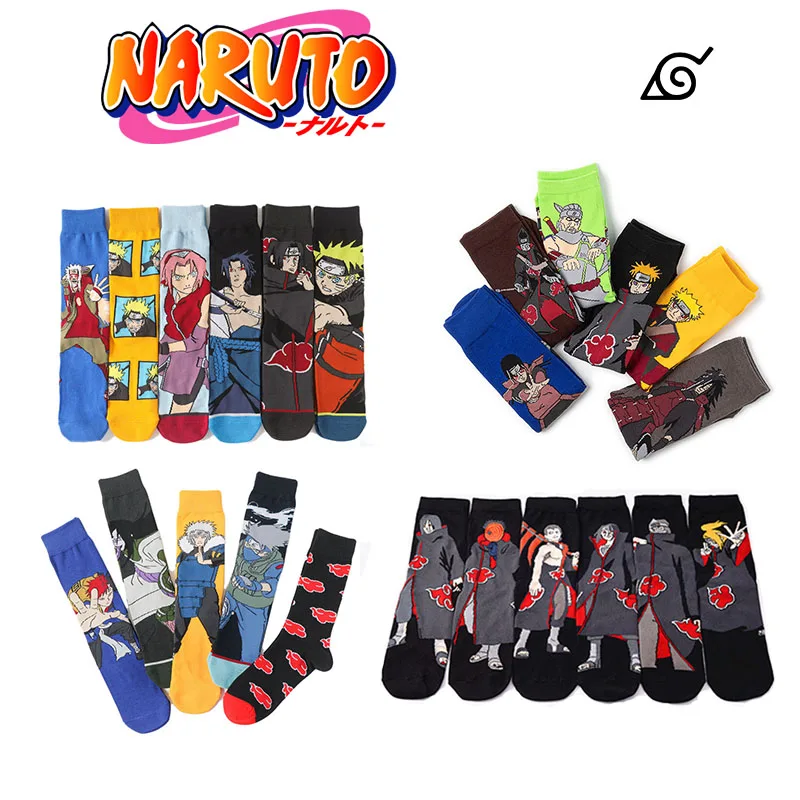 Calcetines largos de tubo para adultos, calcetín de dibujos animados, Naruto, Kakashi Sasuke,