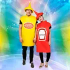 Костюм кетчупа и горчицы, костюмы на Хэллоуин для пары, забавные нарядные костюмы для мужчин и женщин