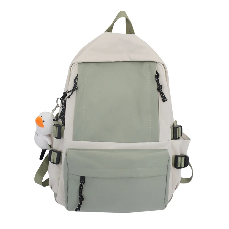 

Junior High School Bag for Girls Teenage Fashion Panelled Student Backpack Women Bookbags Nylon Patchwork Large Capacity