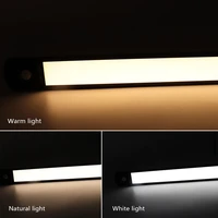 usb recharge led under cabinet light for closet corridor kitchen 3 color motion sensor night lights for wardrobe magnet stick