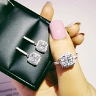 Комплект ювелирных украшений для невесты, комплект из 2 круглых сережек-гвоздиков серебристого цвета, обручальное кольцо с ореолом, свадебный подарок, Размеры 11, 12, 13, J4940