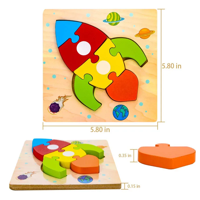 

Cartoon Animals 3D Wooden Puzzle Montessori Educational Wooden Toys Jigsaw Puzzle Educational Toys For Children Montessori Toys