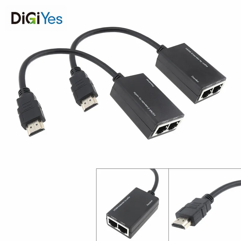 1080P HDMI удлинитель 2 шт Cat-5e Cat-6 кабель Ethernet ретранслятор HDTV 3D до 100 футов HDMI удлинитель