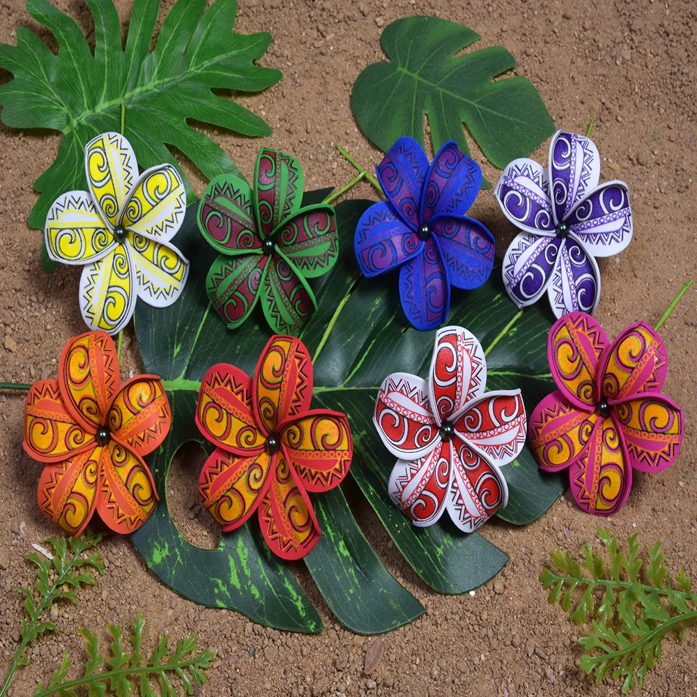 

MIXED COLORS Free Shipping 80pcs/lot F1068-1 10CM Foam Tiare Hair Pick W BLACK Shell Pearl Hawaii Tropical Flower Accessories