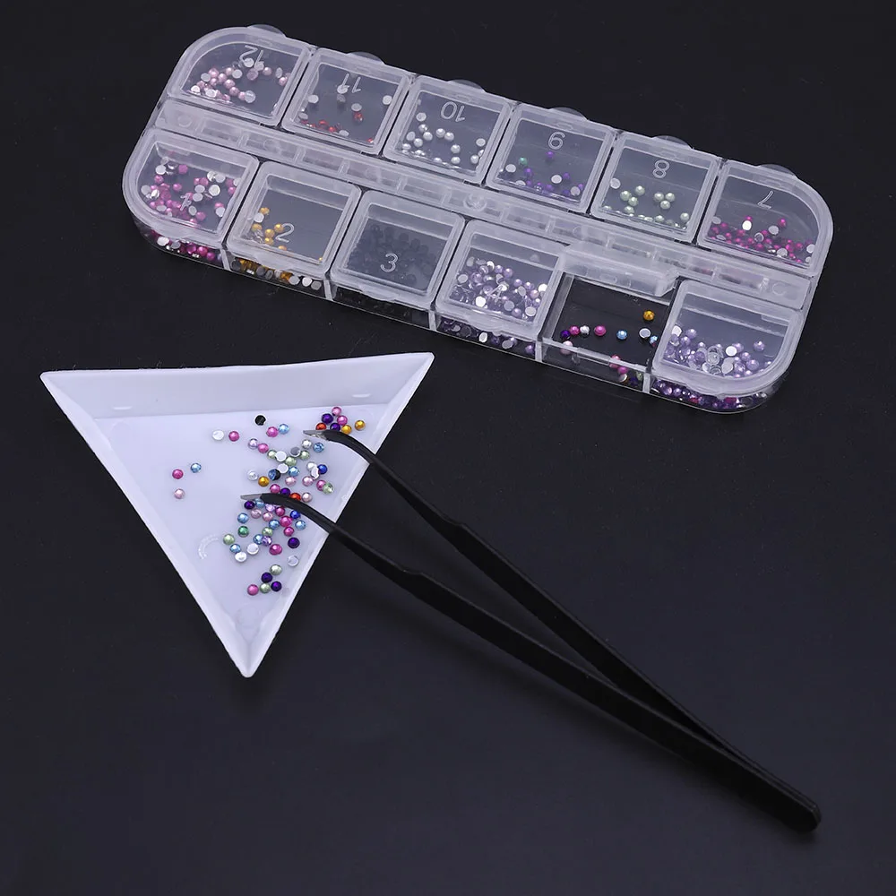 

108 Pcs Sequins Manicure Household Nail Art Decorations With Tool Set Rhinestones Tweezers Polishing Blocks Nail Sticker Kit