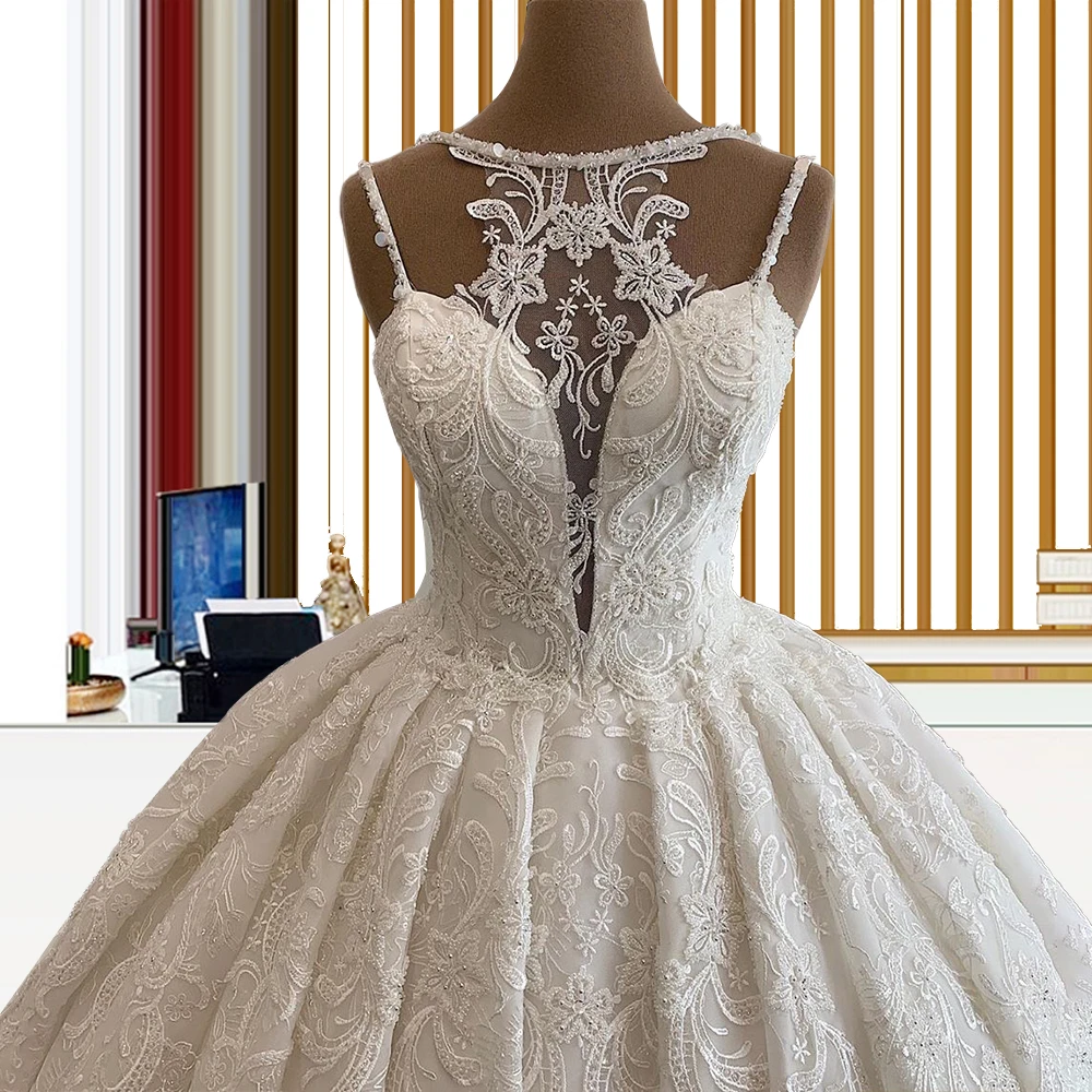 

Advanced Customization boda coleccin Illusion Neckline Vestido Novia A-line Bridal Dress Online Shop China FOW33104